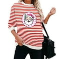 thumbnail image 3 of Craaazy Christmas Long Sleeve Shirts For Women Merry Christmas Plaid Pullover Striped Shirt Sweatshirts Christmas Graphic Tops Womens Tops, 3 of 5