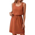 thumbnail image 1 of Square Neck Drawstring Sleeveless Vest Dress With, 1 of 6