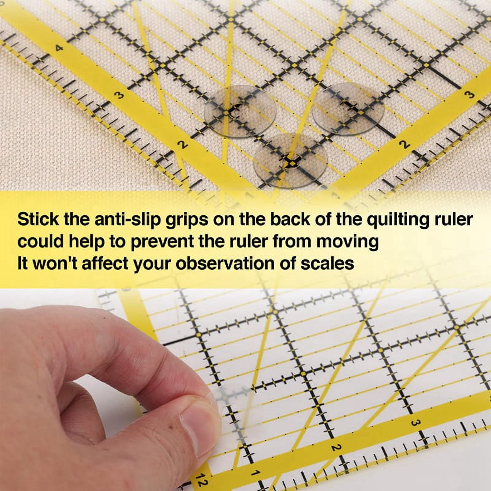 Acrylic Quilting Ruler Set with Double-Colored Grid Lines, Clear Mark Square Ruler Quilting Templates for Sewing,Drawing,6 x quilting rulers 50 x non slip rings