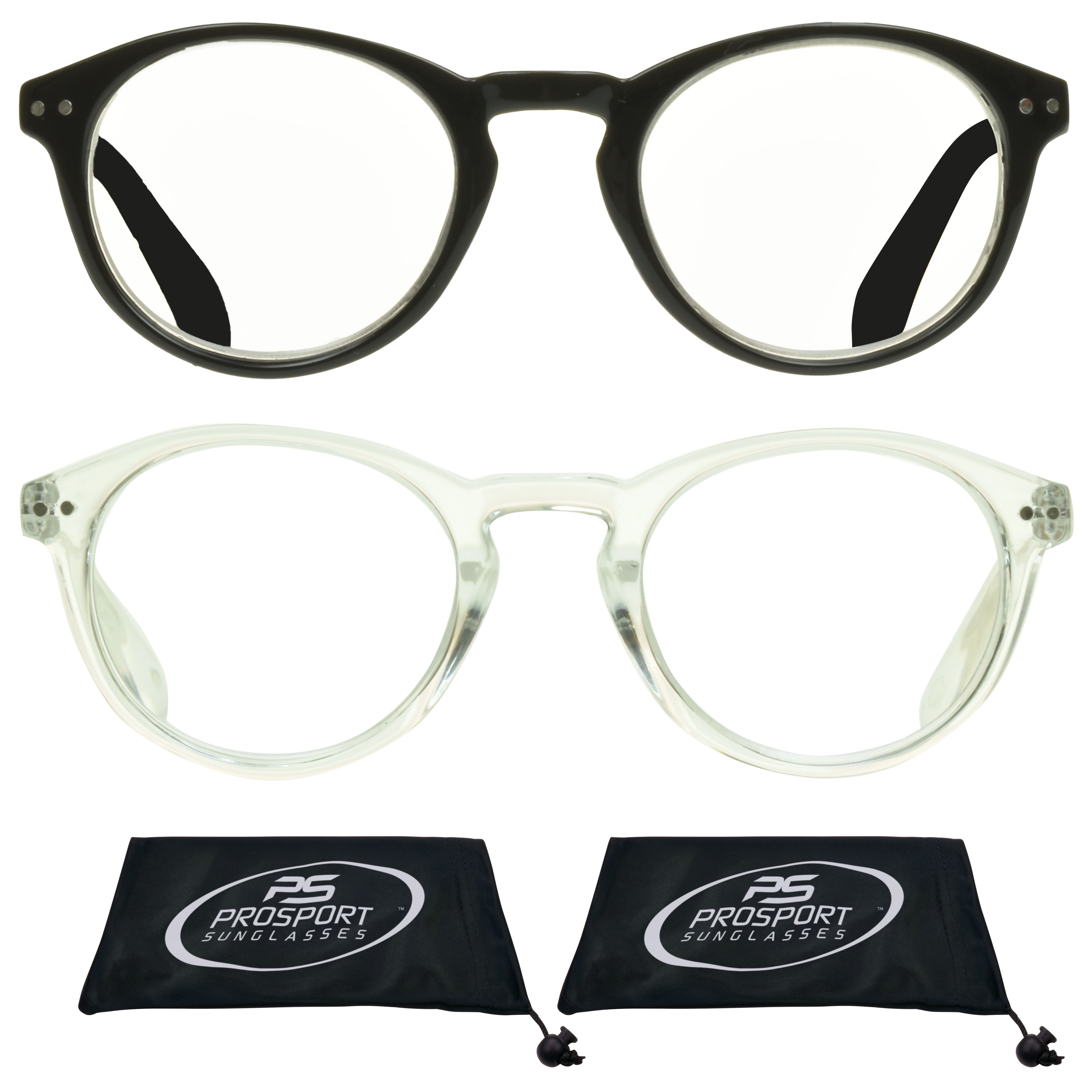 proSPORT Multifocal Progressive Trifocal Reading Glasses Men Women Black & Clear Frame