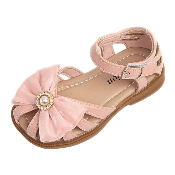 NOKIO Girls' Closed Toe Mary Janes Kids Boho Sandals Kids Summer Sandals Girls' T-Strap Sandals Children Shoes Flat Sandals Hollow Beach Shoes Fashion Soft Sole Girls Boys Casual Sandals