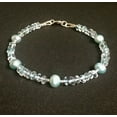 thumbnail image 2 of Blue Topaz 3.5-4mm Button Shape Smooth Cut Beads 7 inch Silver Plated Clasp Bracelet for men, women, unisex. Link Chain Stacking Bracelet.|LINK_01652, 2 of 4