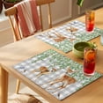 thumbnail image 4 of Spring Botanical Placemats Set of 4 Green Leaves Deers Birds Flowers Gray Plaid Place Mats Indoor Wipeable Table Mats Washable Dining Table Placemats for Kitchen Holiday Party Home Decor 13x19 Inch, 4 of 9