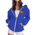 thumbnail image 2 of Mifsaly Womens Oversized Halloween Hoodie Spooky Graphic Zip Up Hooded Sweatshirt Casual Fall Long Sleeve Jacket for Party Everyday Novelty Blue,S, 2 of 8
