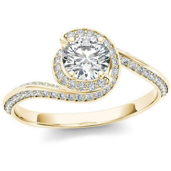 1 Carat T.W. Diamond Bypass Halo 14kt Yellow Gold Engagement Ring