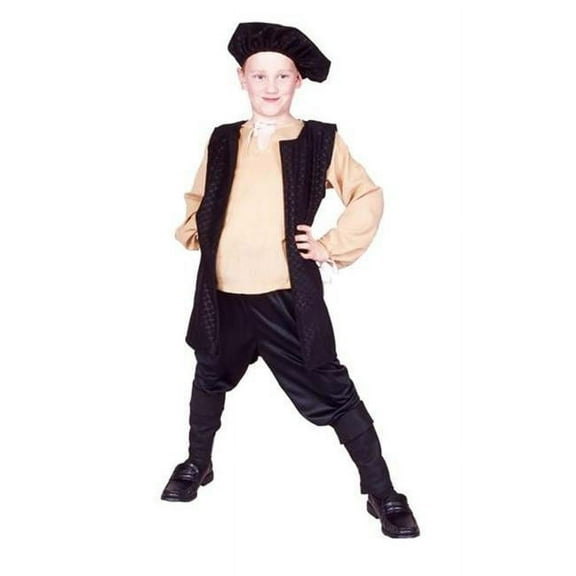 Black Renaissance Boy Costume - Size Child-Medium