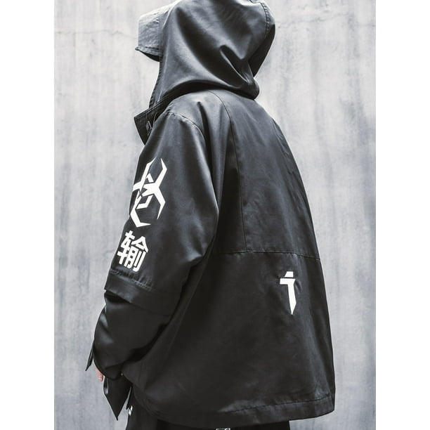 Niepce Inc Japanese Streetwear Zip Up Hooded Black Men's Techwear