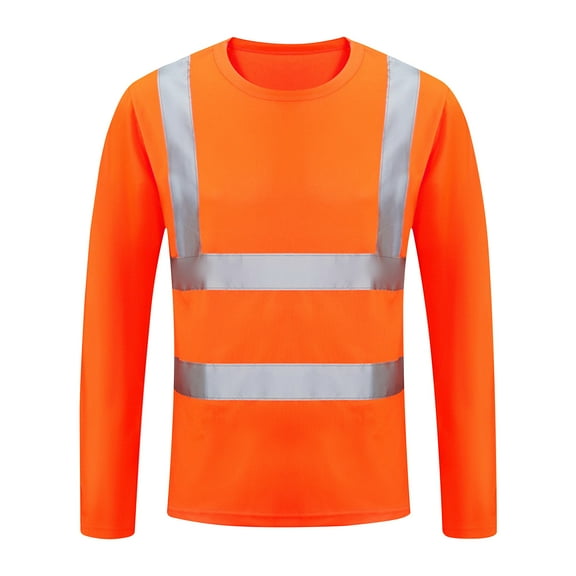 Ctreela Safety Reflective High Visibility T Shirts for Men, Brathable Long Sleeve Hi Vis Construction Shirts for Work