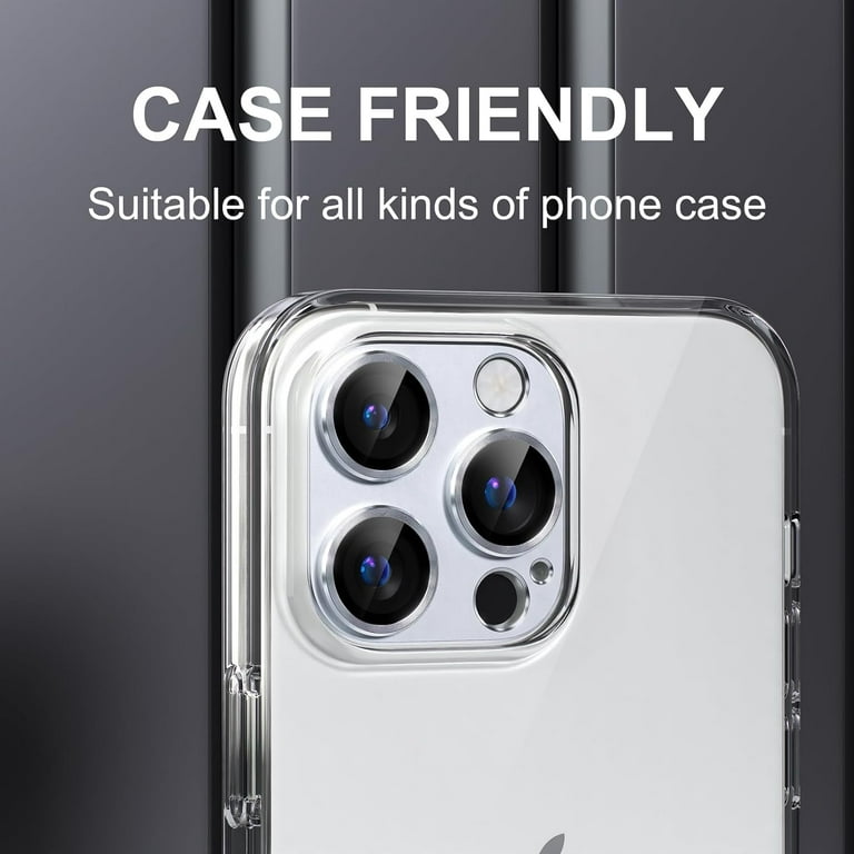 CASENED Camera Lens Protector for IPhone 15 Pro/IPhone 15 Pro Max - Metal  Ring with Tempered Glass Screen Protector - Case Friendly, Scratch