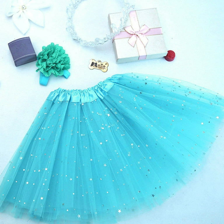 Shpwfbe Kids Tutu Hair Skirt Girl Paillette Petticoat Dancewear