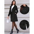 thumbnail image 2 of DARING DIVA Women's Double Breasted Trench Long Winter Pea Coat with Belt XS Black, 2 of 6
