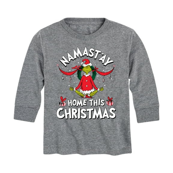 Dr. Seuss The Grinch - Christmas - Namast'ay Home This Christmas - Toddler & Youth Long Sleeve Graphic T-Shirt