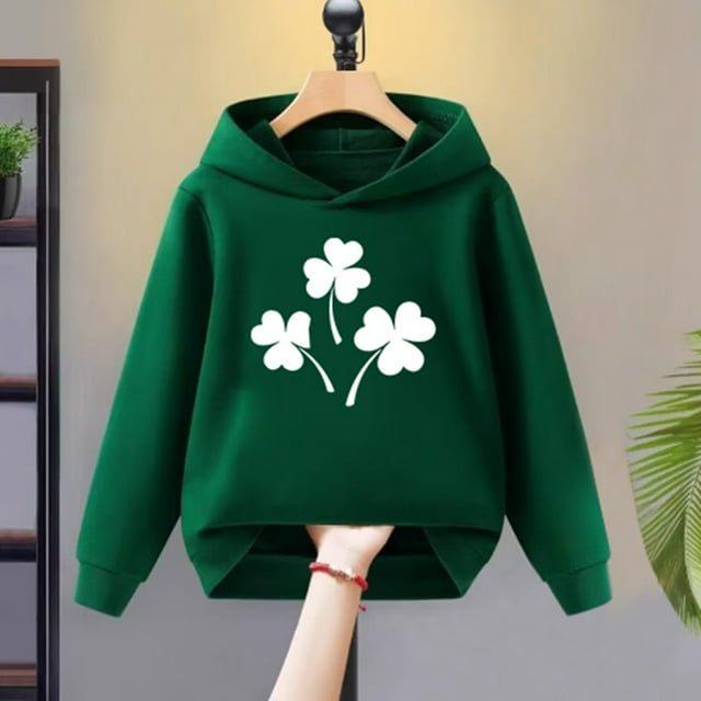 Chandail à Capuchon pour Garçon à Manches Longues Imprimé, Chandail à Col Rond pour Filles, Coupe Ample, Chandail à Enfiler, Hauts Chauds d'Automne et d'Hiver, Hauts pour Filles 3-4 Ans