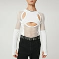 thumbnail image 5 of INCERUN Men Long Sleeve Mesh Sheer Shirts Hollow Out Skinny Fitness Sweat Tee Tops, 5 of 15