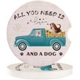 thumbnail image 1 of KXMDXA Blue Truck with Puppy Vintage Set of 6 Car Coaster for Drinks, Absorbent Ceramic Stone Coasters Cup Mat with Cork Base for Home Kitchen Room Coffee Table Bar Decor, 1 of 5