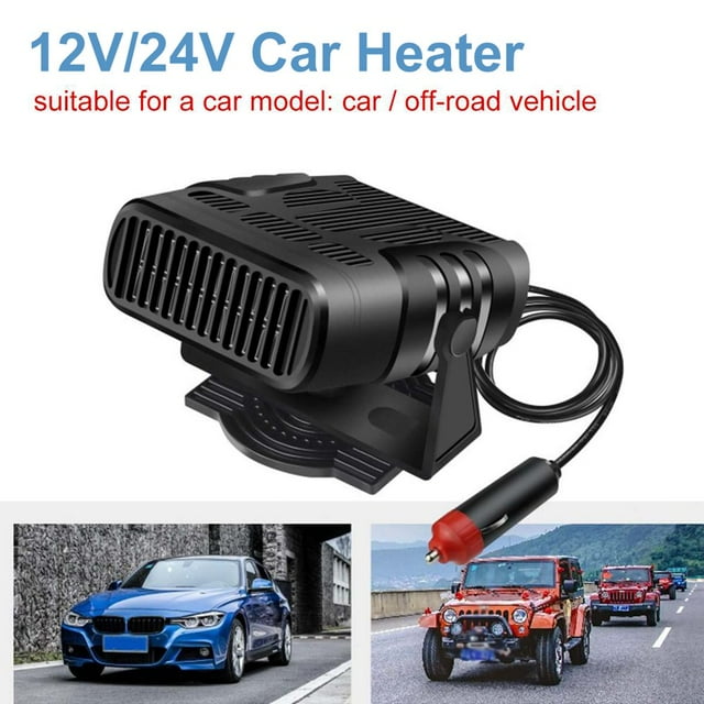 AMERTEER Car Heater Windshield Defroster 2 In 1 Portable Electric Car Heater 12V/24V Heating Cooling Fan Warmer Wind Defrosting Anti-Fog Heater Windshield Defogger Defroster