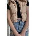thumbnail image 3 of Women Cropped Puffer Vest Stand Collar Sleeveless Zip Up Padded Gilet Outerwear, 3 of 6