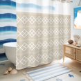 thumbnail image 5 of No Hook Shower Curtain, Beige Boho Shower Curtains for Bathroom with See Through Top Window, Vintage Ethnic Tribe Abstract Art Geometric Waterproof & Washable Bath Curtain 66"x72", 5 of 9