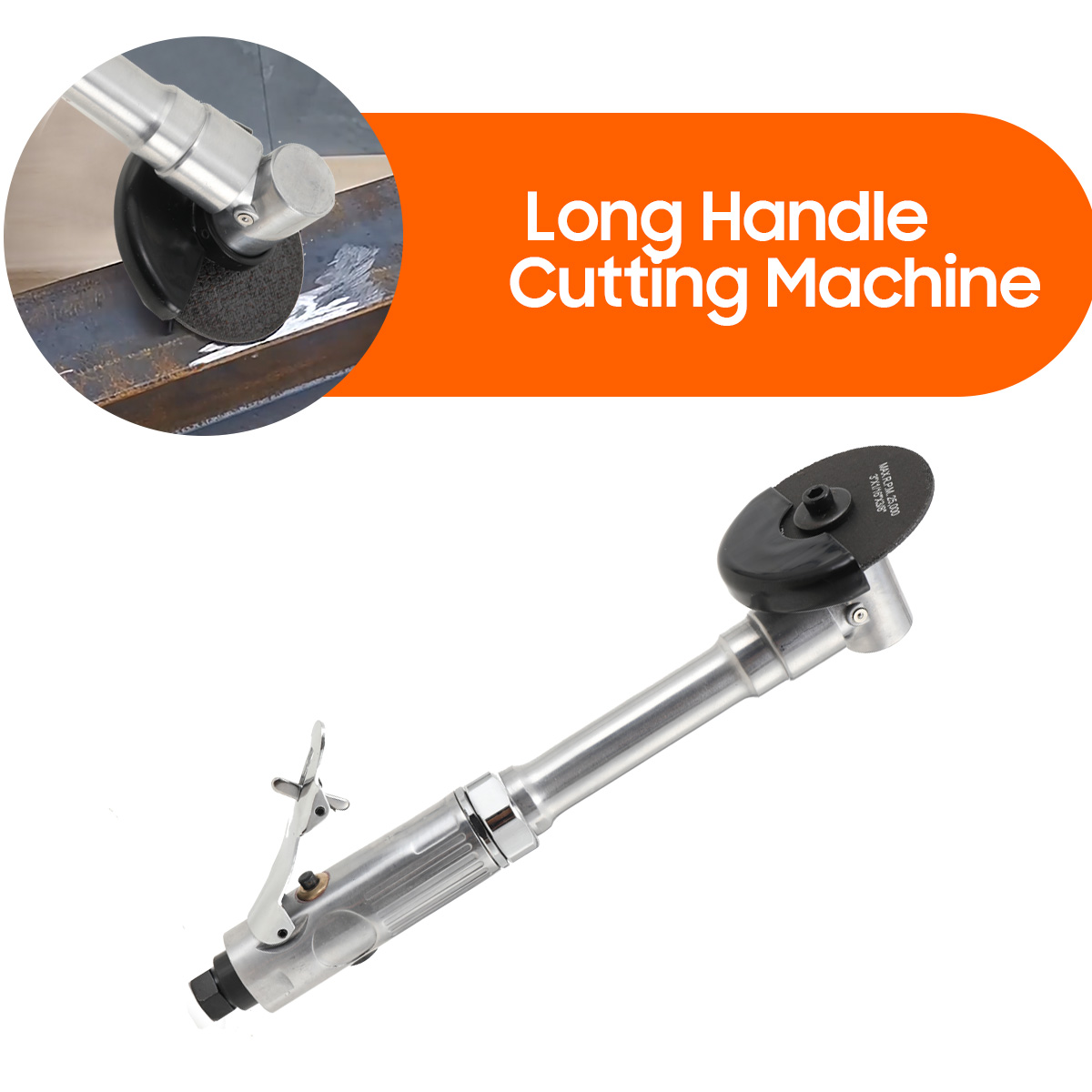 SUDEG 1/4" Air Grinder, Air ‎Right Angle Die Grinder, Air Angle Edge Die Grinder Cutter Polisher Air Tool with Long Handle Safety Cover, 90PSI 18000RPM Long Handle Cutting Machine