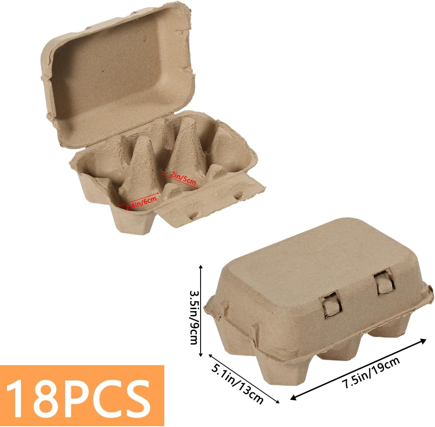 18 Pack Jumbo Duck Egg Cartons Half Dozen Paper Goose Egg Cartons for Normal Size Geese,Blank Natural Pulp Jumbo Eggs Container Holder Reusable for Six Duck Goose Hen Eggs