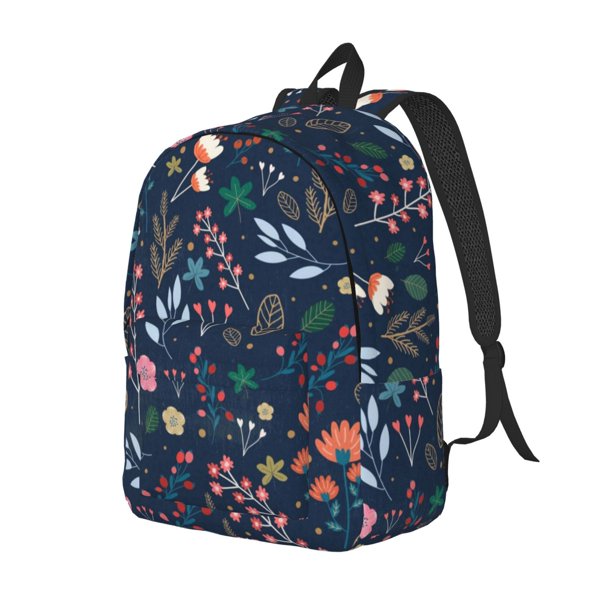 Disketp Colorful Flowers Mochila de Lona Estampada, Mochila Escolar de Viaje Ligera para Estudiantes y Portátil-Medium