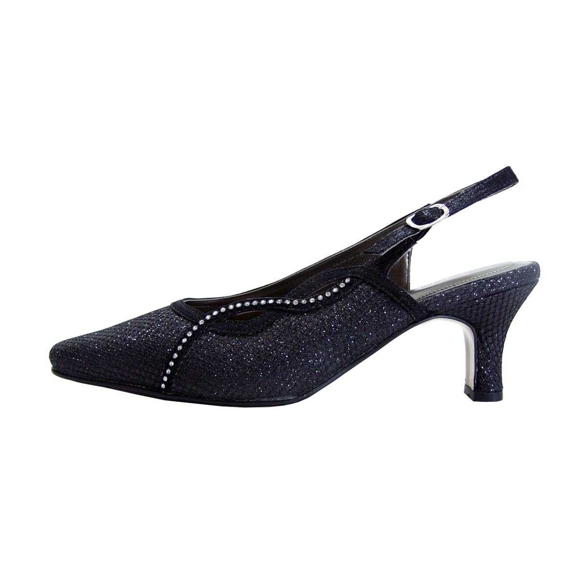FLORAL Ximena Women's Wide Width Slingback Dress Pumps BLACK 9.5
