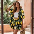 thumbnail image 3 of Xoenoiee Lemon Leaves Print Women's 2 Piece Beach Outfits Short Sleeve Shirts and High Waist Shorts Lounge Sets Casual Tracksuit Set Beachwear, XL, 3 of 7