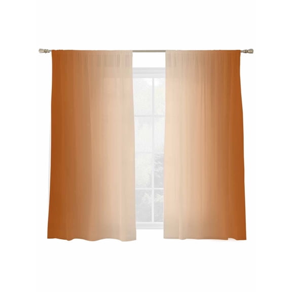 Burnt Orange Sheer Curtains 72 Inches Long 2 Panels Ombre Solid Color Gradient Modern Art Light Filtering Semi Sheer Window Curtains Drapes for Bedroom Living Room 52"x72"x2