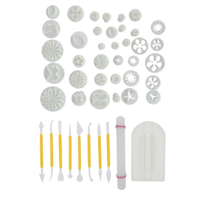 Juego De Moldes De Impresión De Herramientas De Cerámica Ticfox 46 Piezas Moldes de Plástico Duradero Para bricolaje Manualidades Para arcilla Cerámica pasteles Decoración