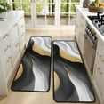 thumbnail image 4 of Kitchen Rugs Sets Of 2,Black White Marble Gold Wave Pattern Anti Fatigue Kitchen Mat Rugs Non Slip Washable,Decorative Kitchen Floor Mats for Kitchen,Sink,Laundry,17"x47"+17"x47", 4 of 5