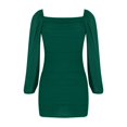 thumbnail image 6 of Tumotour Dress For Women Long Sleeve Square Neck Lantern Mesh Ruched Mini Dress Bodycon Dress Stretch Party Cocktail Dresses, 6 of 6