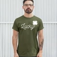 thumbnail image 3 of Tee Hunt Lucky Shamrock T-Shirt St. Patrick's Day Funny Holiday Men's Tee, Military Green, Large, 3 of 5
