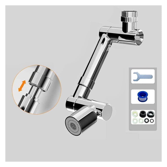Alloy Universal 1440°Rotation Faucet Aerator Retracta Robotic Arm Swivel Faucet Extension Kitchen Accessory Faucet Extender ,Easy to Operate