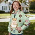 thumbnail image 4 of Xoenoiee Green Guinea Pig Donut Print Girls Fall Sweatshirt Casual Half Zip Pullover Loose Long Sleeve Tops Lightweight Tunic Tops, Size 7-8 Years, 4 of 7