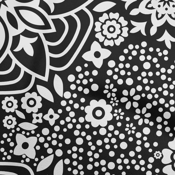 oneOone Polyester Spandex Black Fabric Asian Block Craft Projects Decor Fabric Printed By The Yard 56 Inch Wide