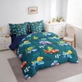 thumbnail image 3 of Homewish Cartoon Race Car 7-Piece Twin Bedding Sets,Kawaii Wild Dinosaur Bedding Comforter Set,Extreme Sports Sheet Sets For Teens,Microfiber Bedroom Decor Reversible, 3 of 8