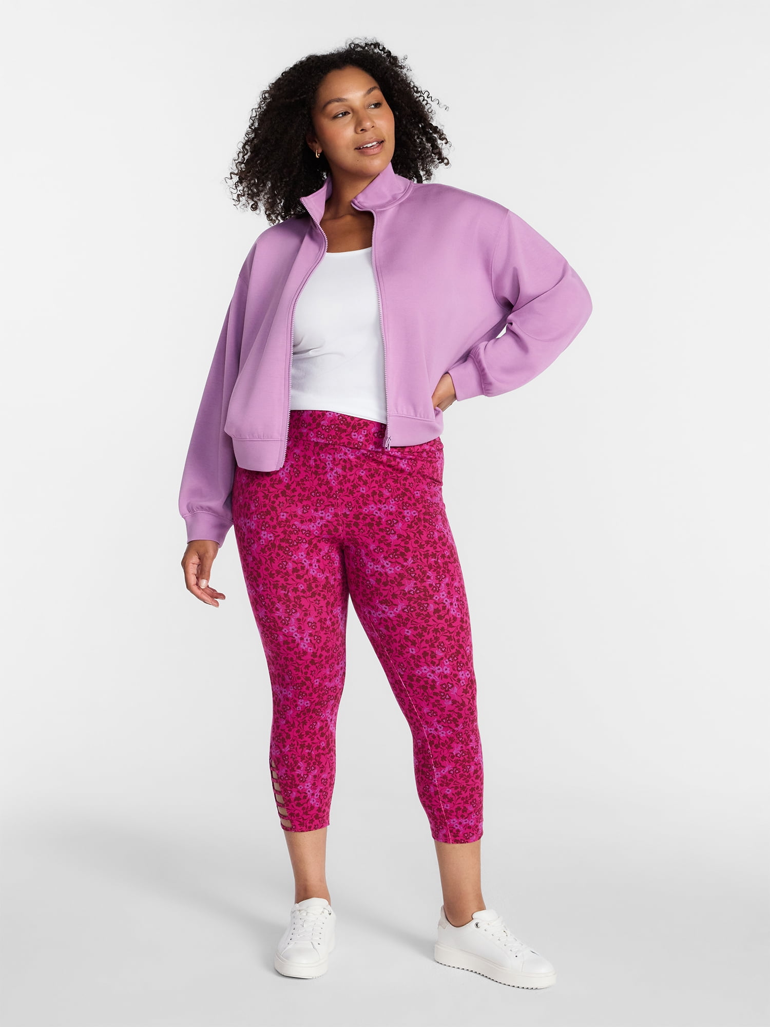 Terra & Sky Women's Plus Capri Ladder Leggings, Sizes 0X-5X