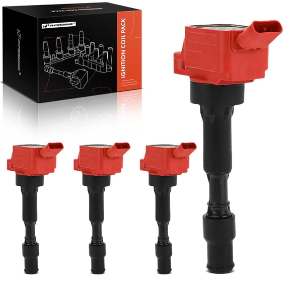 A-Premium (Red) Engine Ignition Coil Pack Compatible with Hyundai Elantra 2015-2020, Sonata 2015-2017, Veloster 2019-2021, Kona 2018-2021 & Kia Soul, Optima, Forte, Seltos, Forte Koup, 4-PC Set