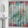 thumbnail image 6 of Vintage Sea Turtles Bathroom Shower Curtain, Pink Flower Shell Starfish Coral Ocean Watercolor Waterproof Washable Soft Bath Curtain for Bathtub Decor with 12 Hooks&Grommet, 60x72 Inch, 6 of 9