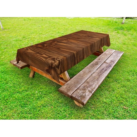 

Rustic Outdoor Tablecloth Cottage Cabin Living in the Countryside Theme Freshly Cut Wooden Planks Texture Image Decorative Washable Fabric Picnic Tablecloth 58 X 120 Inches Brown by Ambesonne