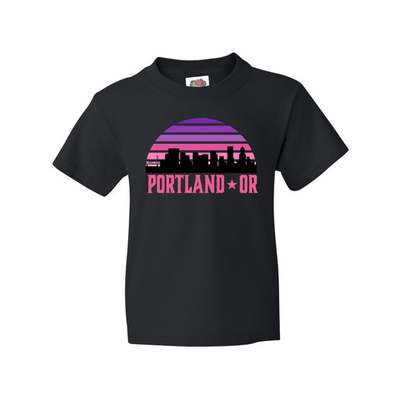 Inktastic Portland Oregon Retro Sunset Skyline Youth T-Shirt