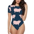 thumbnail image 1 of Fotbe Pig 1 Body de Mujer con Cuello Redondo y Mangas Cortas, Sin Mangas Ajustado, Suave, Cómodo y Básico-X-Large, 1 of 7