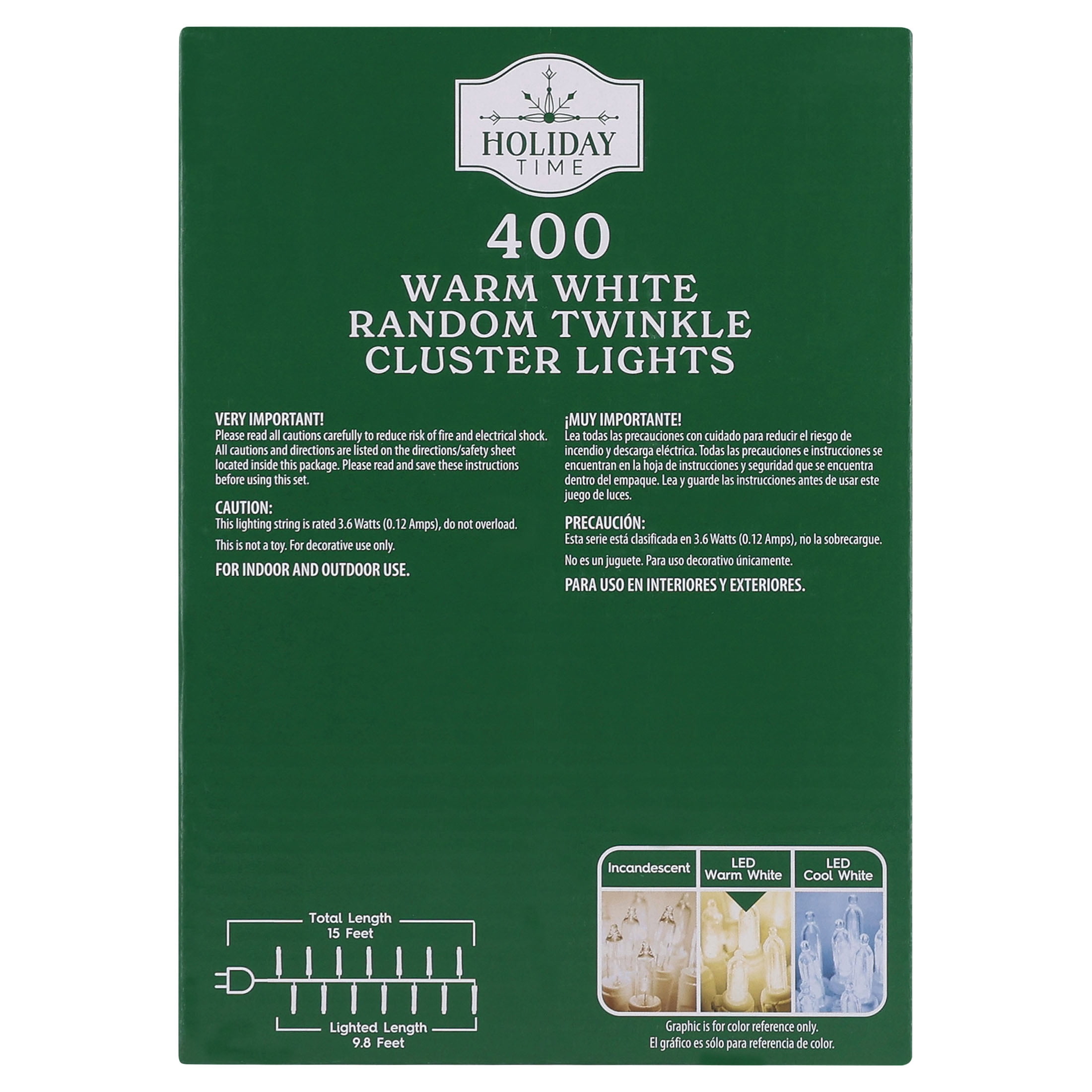 Indoor/Outdoor 400-Count LED Random Twinkle Cluster Christmas Garland Lights, Warm White, Green Wire, 9.8', by Holiday Time