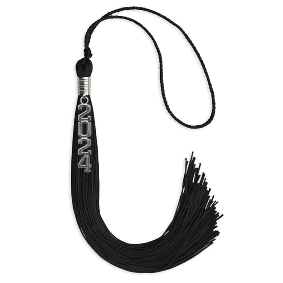 Endea Graduation Black Graduation Tassel with Silver Stacked Date Drop