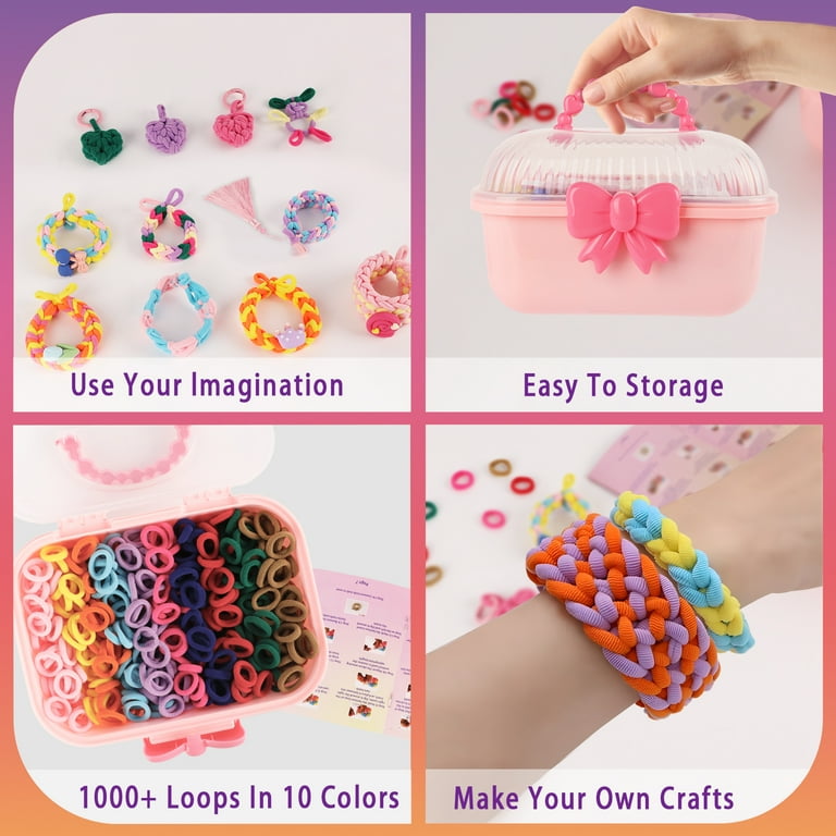 Unicorn Bracelet Making Kit For Girls - Includes 1000+ Loom Bands, Weaving Loom & Storage Case