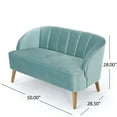 thumbnail image 5 of Noble House Albert Modern Velvet Scalloped Loveseat, Seafoam Blue, 5 of 5