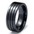 thumbnail image 1 of EWC R40025-095 Ceramic Grooved Flat Band Ring - Size 9.5, 1 of 1