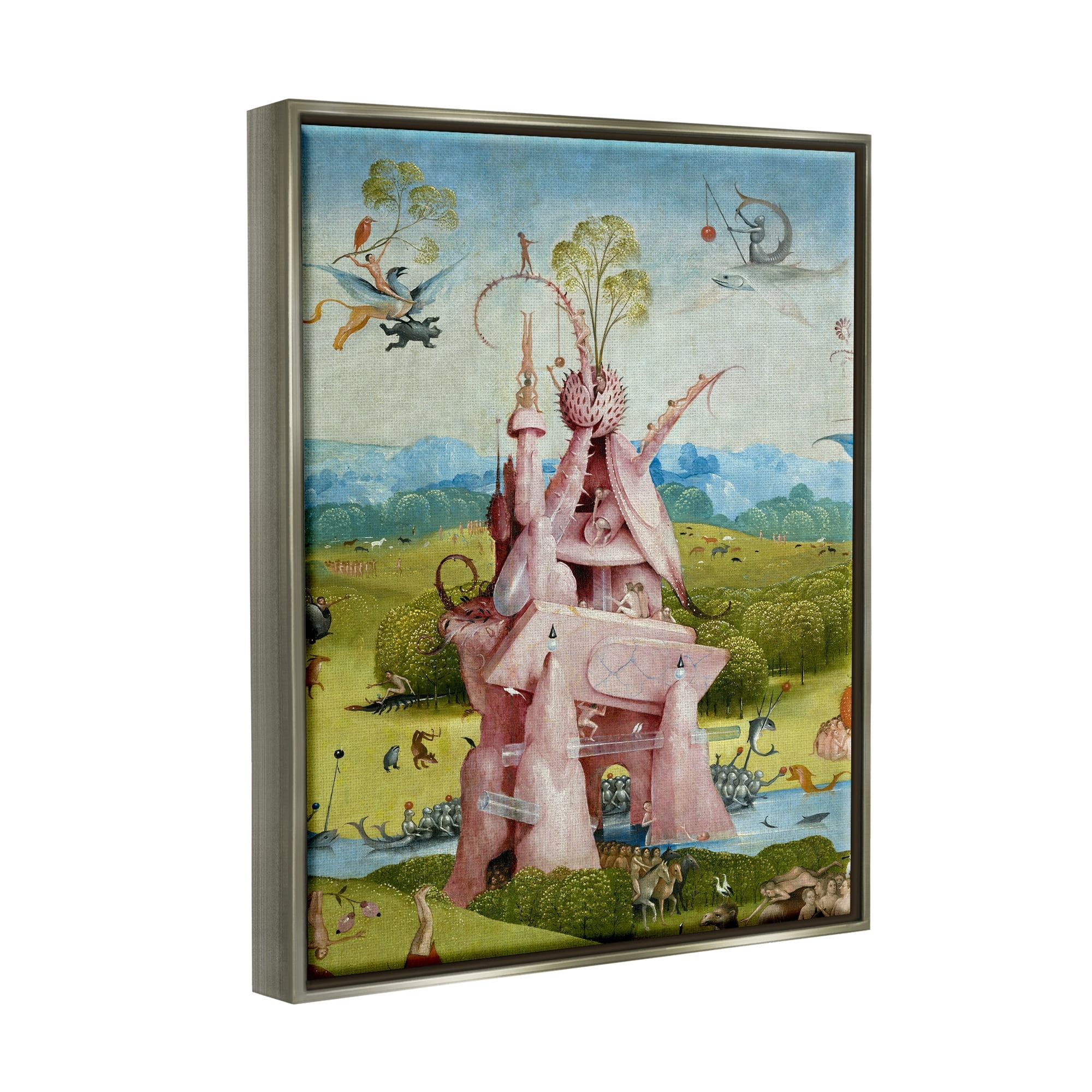 Stupell Industries Garden of Earthly Delights Left Panel Detail Hieronymus Bosch Painting Painting Luster Gray Floating Framed Canvas Print Wall Art, Design by one1000paintings