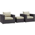 thumbnail image 2 of Modway Convene 3 Piece Outdoor Patio Sofa Set in Espresso Beige, 2 of 7