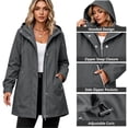 thumbnail image 2 of Enjoytime Rain Jacket Women Long Sleeve Zip Up Hooded Windbreaker Outdoor Hiking Travel Casual Outerwear with Pockets, 2 of 8